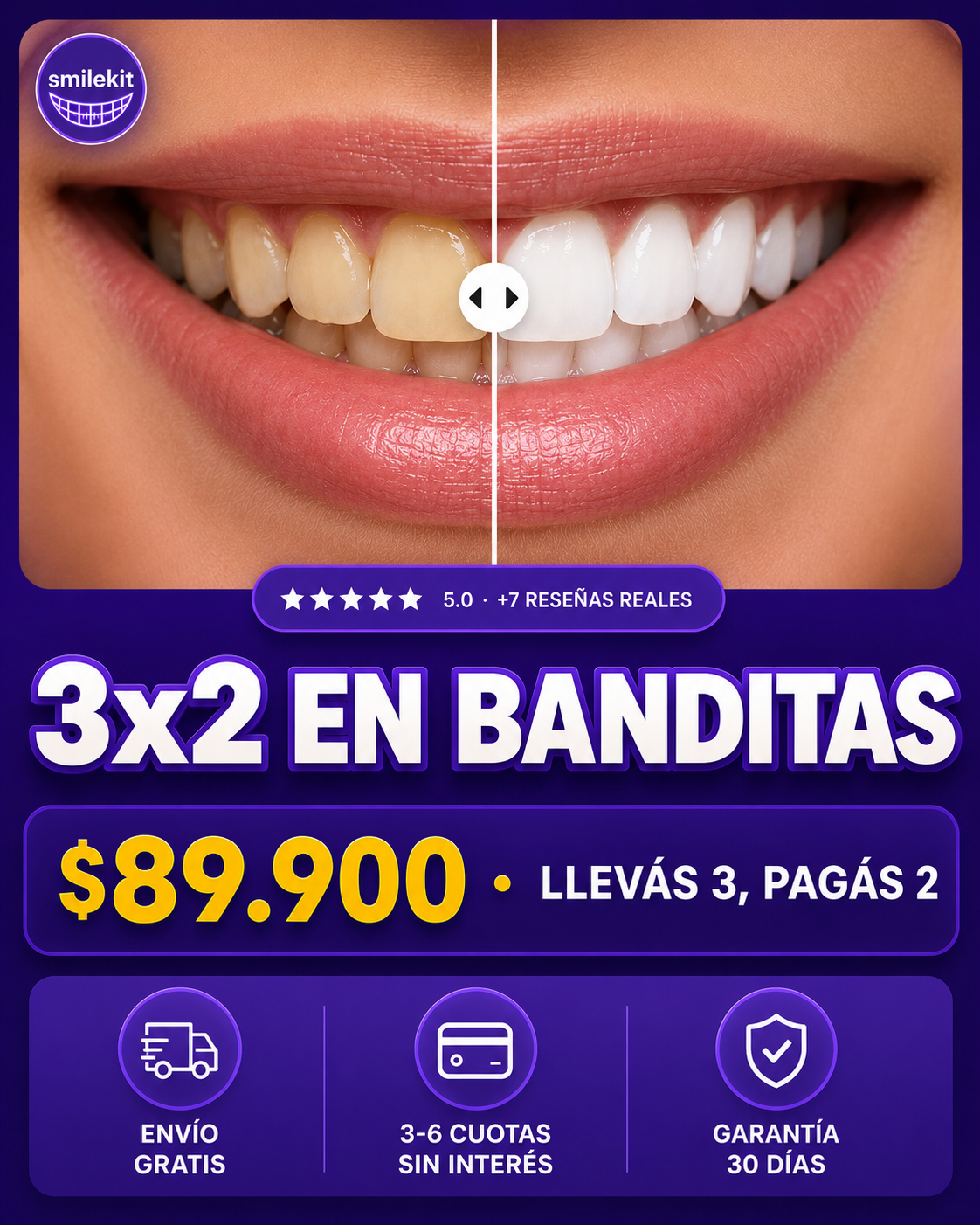 Kit de Bandas Blanqueadoras PAP+ · Rutina 14 Días